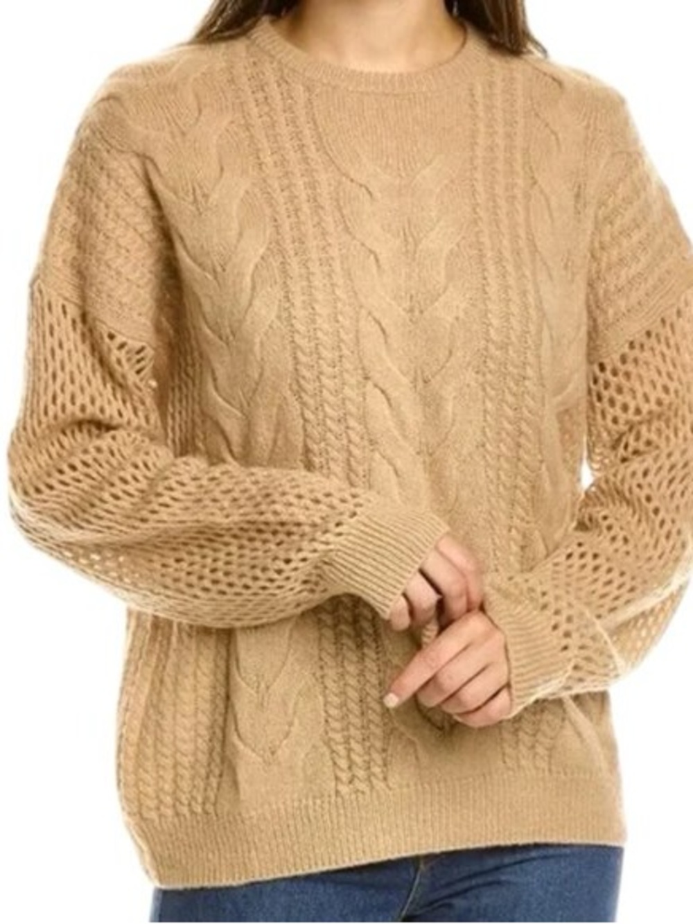 Naadam Merino Wool & Cashmere Cable Knit Sweater Small